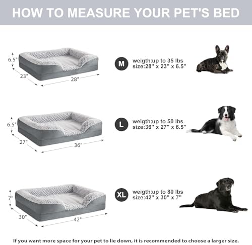 LEXTRO Orthopedic Dog Beds for Large Dogs, Comfy Washable Dog Couch Bed - Image 5