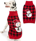 KYEESE Dog Christmas Sweater for Large Dogs with Red Buffalo Plaid Snowman by KYEESE