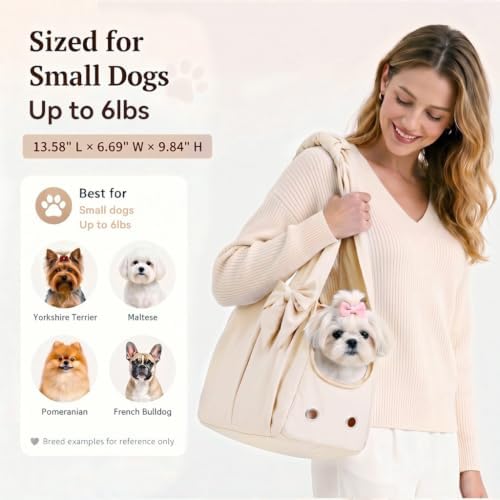 Fashion Dog Purse Carrier for Small Dogs and Cats, Soft-Sided Puppy Tote Bag Up - Image 3