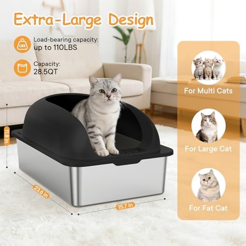 Stainless Steel Cat Litter Box, Large Metal Litter Boxes High Sides - Image 4