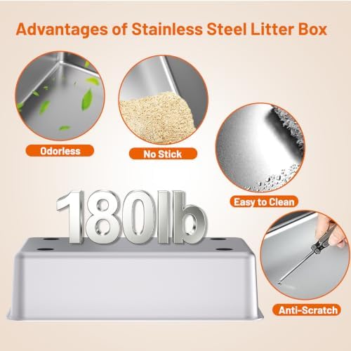 23.6x14.57x15.55 Inch XL Enclosed Stainless Steel Litter Box - Image 4