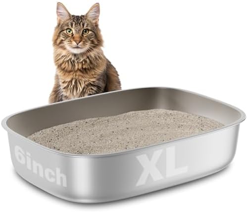 Stainless Steel Litter Box, Oval Metal Litter Box XL by Futam