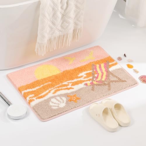 Cute Beach Bath Rug Super Absorbent Non Slip Modern Bathroom Mat Machine by Loismood