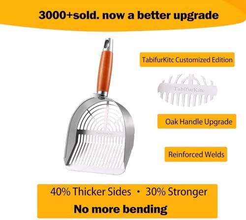 Custom 40% Thicker Side Edges 304 Stainless Steel Metal Cat Litter Scoop - Image 3
