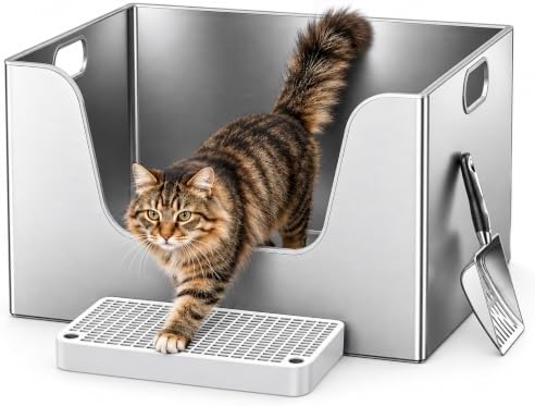 40L XXXL Stainless Steel Cat Litter Box by Unknown