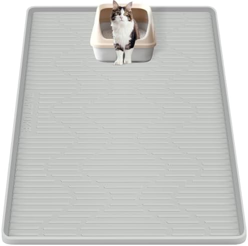 Silicone Cat Litter Box Mat 32"x 22" Extra Large Cat Rubber Mat by Bartuke