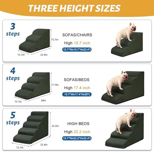 Aodisman Dog Stairs for High Bed, 5-Step Pet Ramp for Small Dogs and Cats - Image 6