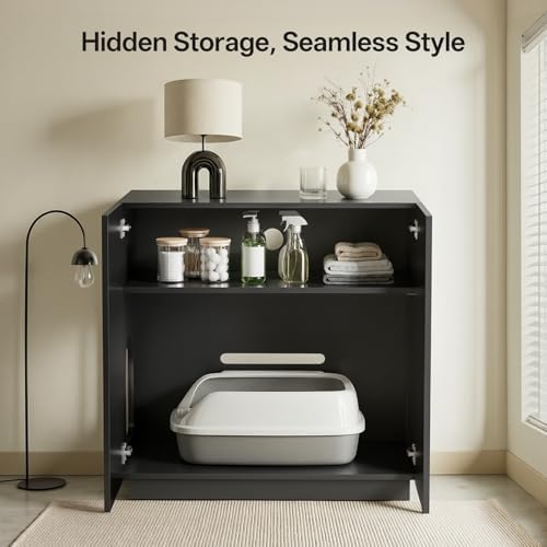 Amunrbrek Large/Tall Litter Box Enclosure, Modern Wooden Litter Box Furniture - Image 3