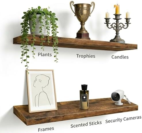 Vervida® Rustic Brown Floating Wall Shelves 35.4in Set of 3 Farmhouse - Image 4