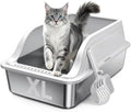 High-Sided Stainless Steel XL Cat Litter Box by OneBug