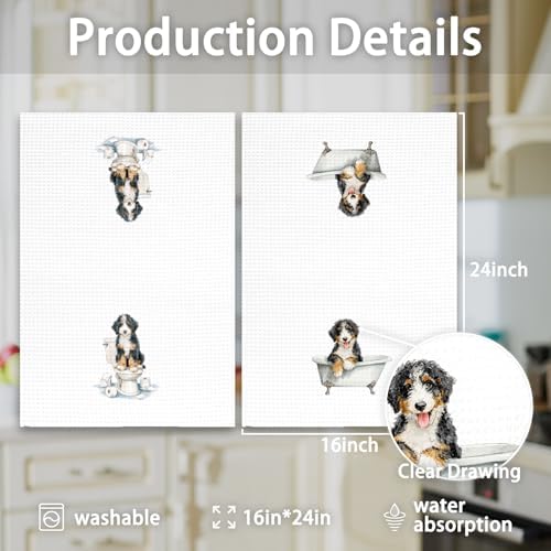 Funny Bernedoodle Dog Hand Towels Set of 2, Gifts - Image 7