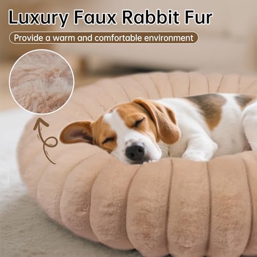 Donut Small Dog Bed Round Calming Kitten & Puppy Bed, 20in Brown - Image 3