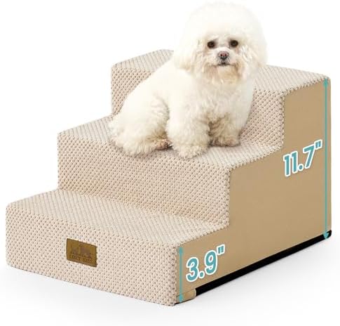 COZY KISS Dog Stairs for Small Dogs, 3 Step Pet Stairs for Beds & Couches by COZYKISS