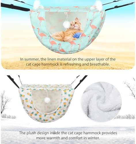 Unittype 2 Pieces Cat Cage Hammock Hanging Pet Bed, 2 Styles - Image 7