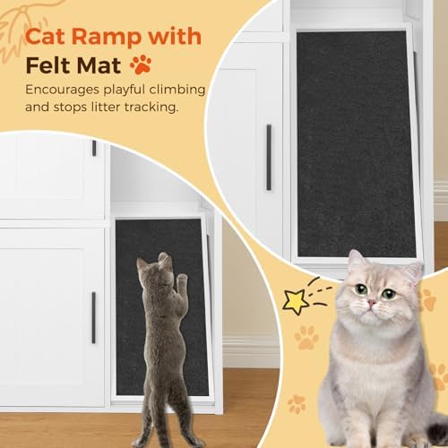 MAHANCRIS Litter Box Enclosure for 2 Cats, Hidden Litter Box Furniture - Image 5