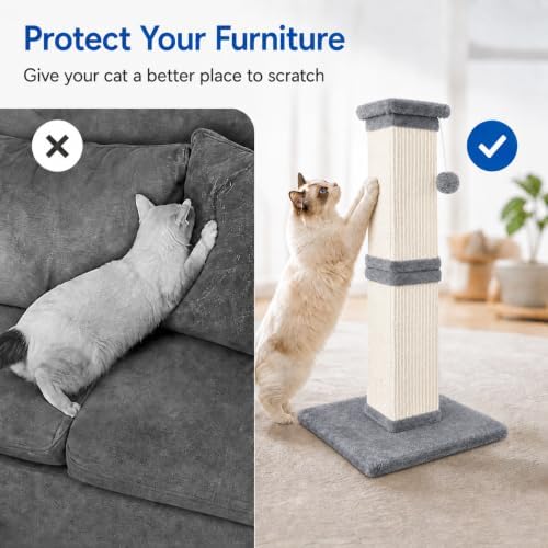 Cat Scratching Post for Indoor Cats, Sisal Cat Scratcherl, 32 Inch - Image 4