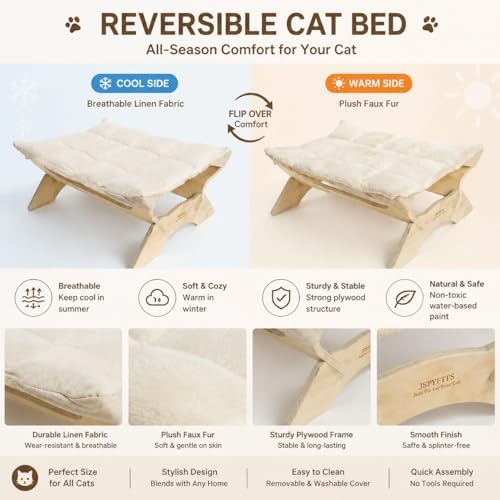 JSPYFITS Elevated Cat Bed Hammock, Raised Cat Bed - Image 5