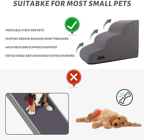 Aodisman Dog Stairs for Small Dogs and Cats, 3-Step Pet Ramp for Bed & Couch - Image 4