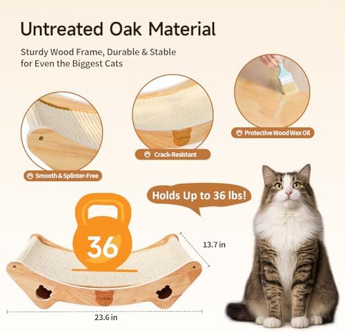 23.6 in Oak Sisal Cat Scratcher Bed - Image 4