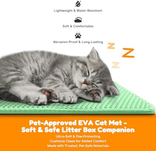 Cat Litter Mat 35"x24", Double Layer EVA Litterbox Mat Green - Image 5