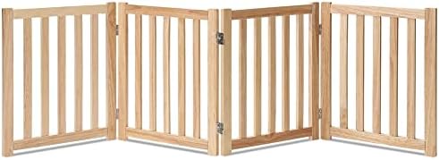 LZRS Wooden Free Standing Dog Gate 80" W x 24" H, Foldable Solid Hardwood Pet by LZRSPET