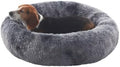 33 in Faux Fur Donut Dog Bed for Medium Plus Dogs, Tie-dye Grey by BedStillLoveStill