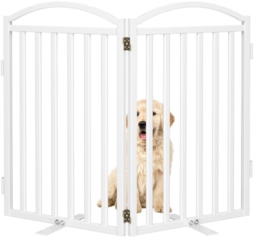 Malier Metal Freestanding Dog Gates, Outdoor Indoor Dog Fences, Extra Wide by Malier