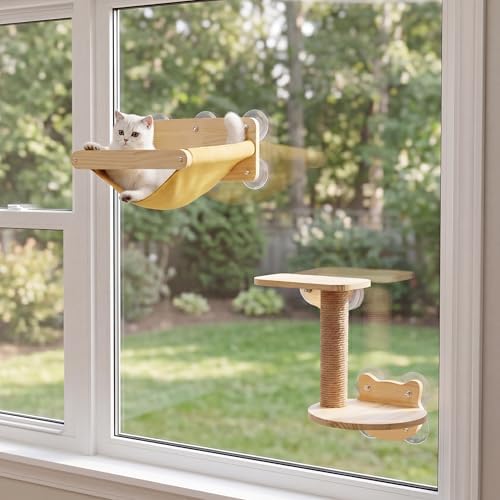 Cat Window Hammock Bed 4pcs/Set Cat Window Perch by HAPYKITYS