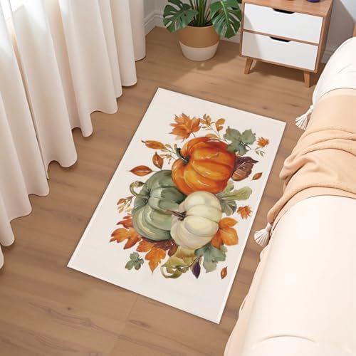 Giwawa Fall Pumpkin Bath Rug Autumn Leaves Bathtub Mat Non Slip Absorbent - Image 6