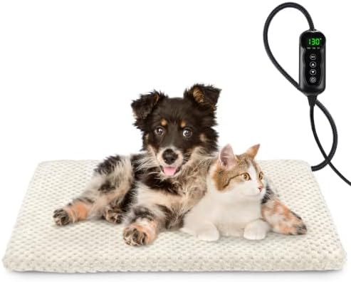 INVENHO Heated Dog Bed, Waterproof Adjustable Temperature Dog Cat Heating Pad by INVENHO