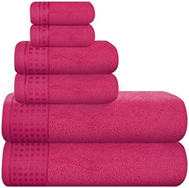 GLAMBURG 100% Cotton Ultra Soft 6 Pack Towel Set, Contains 2 Bath Towels 28x55 by GLAMBURG