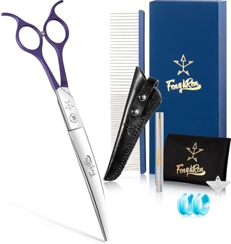 High-end Professional Dog Grooming Curved Scissors Pet Curved Shears 8 Inches by Fengliren%C2%AEDedicatedToScissorsForOver40Years