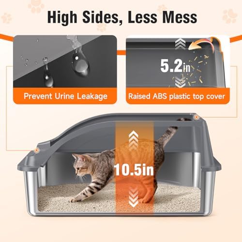 2PACK XL Stainless Steel Litter Box, Dark Grey - Image 3