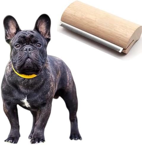 French Bulldog Brush for Shedding, Palm-Grip Wooden Grooming Comb by Unknown