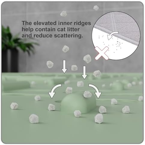 OHMO XL Cat Litter Mat, 37.5x25.2 Silicone Trapping Mat Sage Green - Image 3