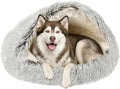 ShinHye Round Plush Fluffy Hooded Cat Bed Cave, Cozy by ShinHye