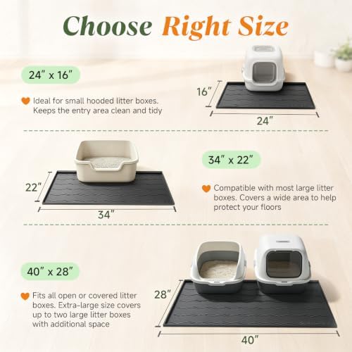 Songrey Silicone Cat Litter Mat 34" x 22", Large Litter Trapping Mat - Image 6