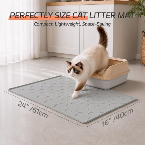 Bulkniu Silicone Cat Litter Mat, Raised Edge Waterproof - Image 6