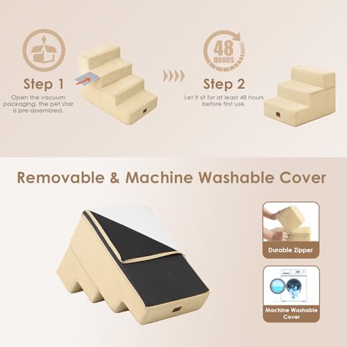 EHEYCIGA Dog Stairs for Small Dogs 13.5" H, 3-Step Dog Steps for Cats - Image 6