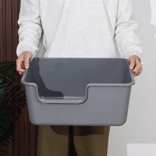 4-Pack Large High Side Plastic Cat Litter Box, Open Top Cat Litter Pan - Image 6