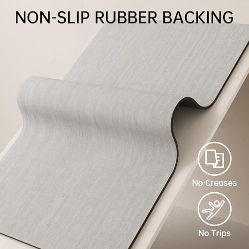 Mecko Bath Mat 24"x48", Ultra Thin Bathroom Rug fit Under Door Light Grey - Image 4
