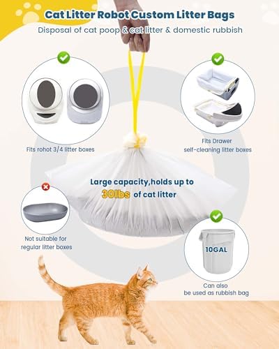 KONE Cat Litter Bags for Robot 3/4, 2 mil Thickened Drawstring Waste Drawer - Image 2