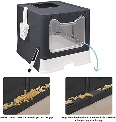 Foldable Cat Litter Box with Lid, Enclosed Potty, Large Top Entry - Image 4