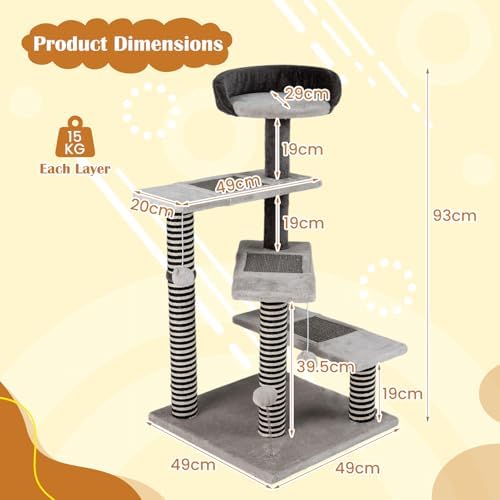 PETSITE 37-inch Small Cat Tree for Elder Cats, Modern Cat Tree Tower - Image 7