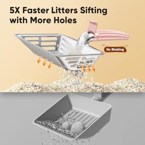 Large Metal Cat Litter Scoop w/ Deep Shovel, Dual-Size Holes & Hanging Hook - Image 7