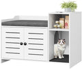 Jojoka Tall Cat Litter Box Enclosure, 33.8" Wood Hidden Litter Box Cabinet by Jojoka