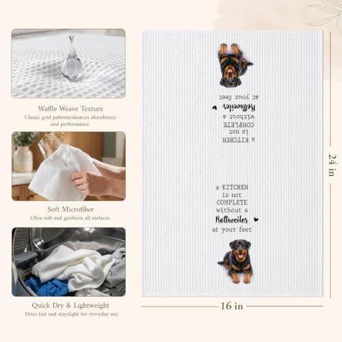 Rottweiler Kitchen Towel, Funny Dog Lover Kitchen Decor - Image 2
