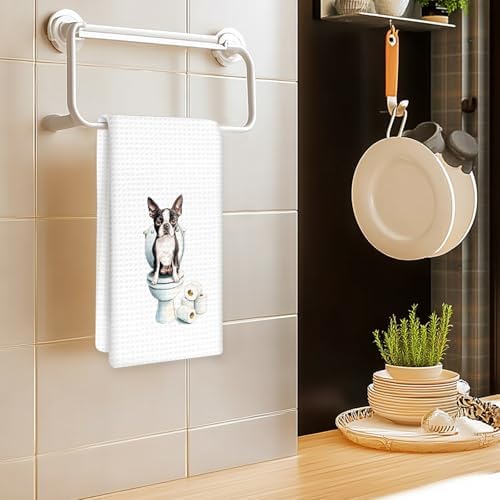 Funny Boston Terrier Dog Hand Towels Set of 2, Gifts - Image 2