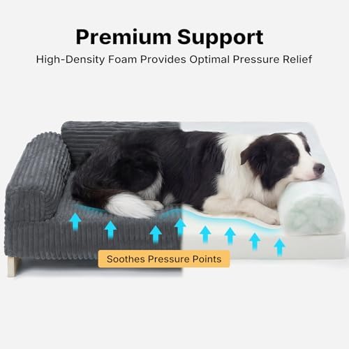 Veehoo Elevated Dog Bed Indoor, Wood Furniture Style Dog Couch Sofa - Image 3