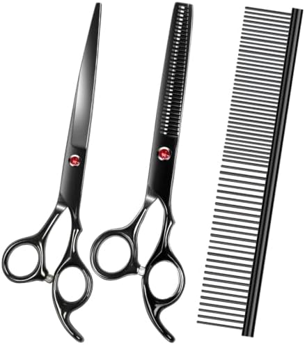 Dog Grooming Scissors Kit, Premium Stainless Steel Dog Shears by FAIGEO